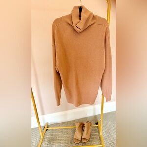 Free People Oversized Ribbed Turtleneck Sweater Blush Pink Size Small